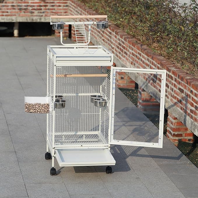 2pcs Bird Cage Food Feeder: Clear Thick Semicircle Seed Water Trough Cups - Small Animal Dish Container Box for Birds Pigeon Chicken, Transparent Cage Accessories, 4X3.2X2in