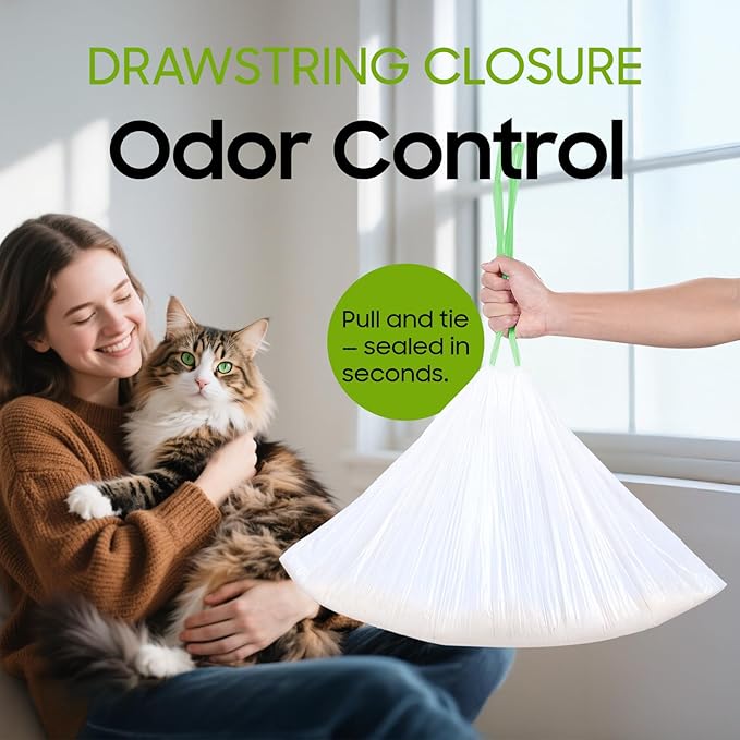 30 Pack Cat Litter Box Liners, Drawstring Large/Jumbo Cat Litter Liner Bags For Litter Box, Secure Fit With Rubber Band, Tear-free, Firm Easy Fit, Heavy Duty 36" x 16"