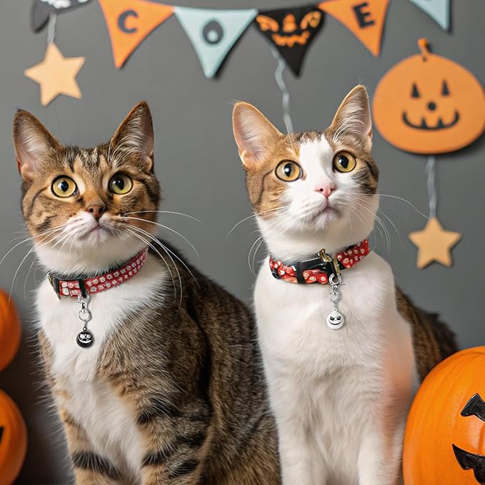 EXPAWLORER Halloween Cat Bell 2 Pack - Pet Collar Accessories Bells Loud with Claw Buckle, Holiday Collar Charm Jingle Pendants Ornament Jewelry, Save Birds Tracker, Neck Decoration for Cats Dogs
