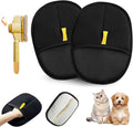 2Pcs Pet Hair Removal Glove with Pet Comb, Cat & Dog Reusable Electrostatic Pet Hair Remover Grooming Gloves for Couch,Furniture,Carpet,Car Seat