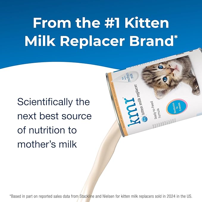 Pet-Ag KMR Kitten Milk Replacer Liquid - 11 oz - Ready-to-Feed Kitten Formula with Vitamins for Kittens Newborn to Six Weeks Old - Easy to Digest