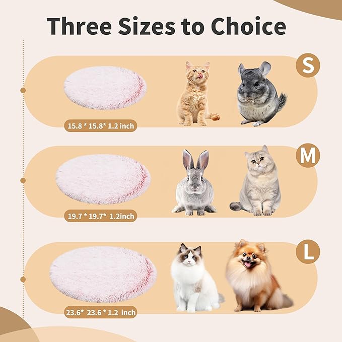 Round Plush Pet Mat Thin Style Pad Mat for Cats, Small Dogs, Rabbits, Guinea Pigs, Washable Soft Sofa mat, for Crate Cat Tree Tower Window Perch (Purple, Medium (19.7inch) - 1pcs)