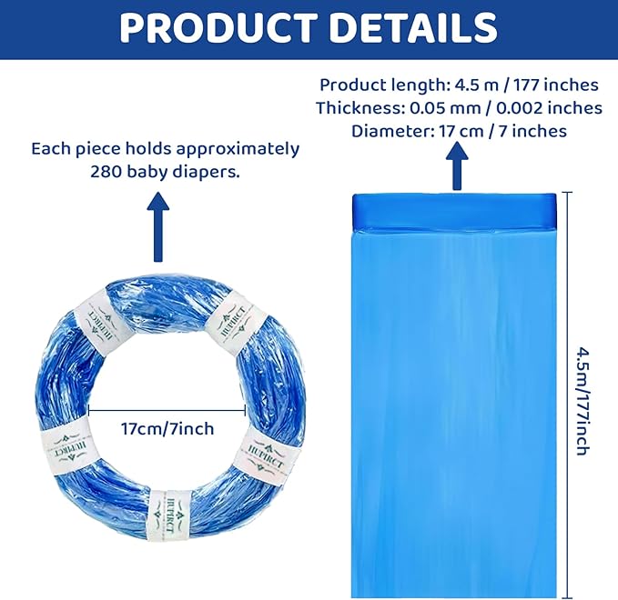 12er-Pack Refill Bags, Cat Litter Refill Bags, Diaper Refills, With Excellent Sealing and Toughness, The Refill Bag is Compatible With all Diaper Pails and Cat Litter Disposal Pails