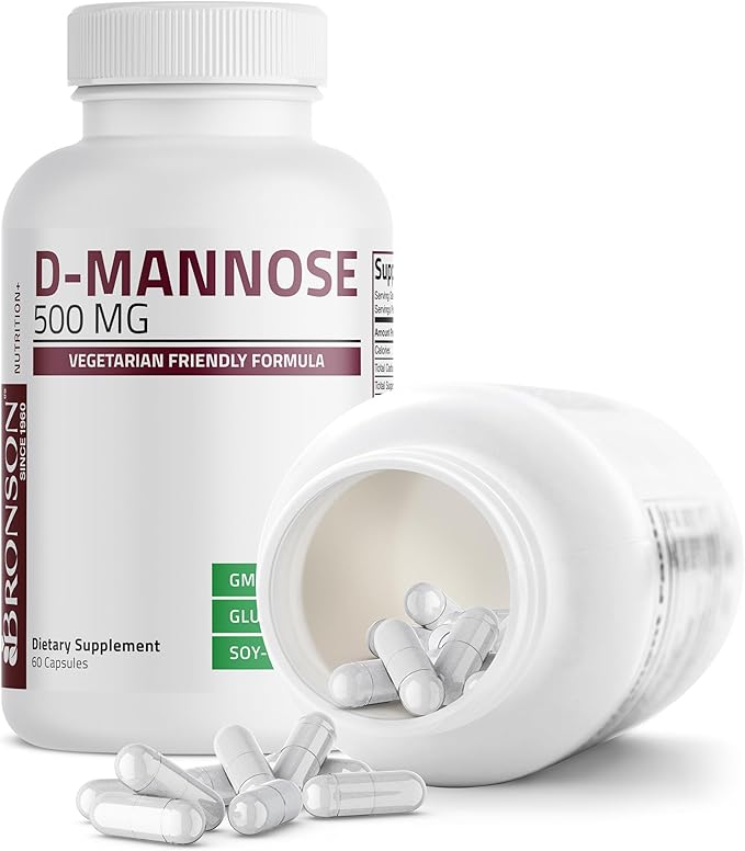Bronson D-Mannose 500 MG Vegetarian Friendly Formula Non-GMO, 60 Capsules