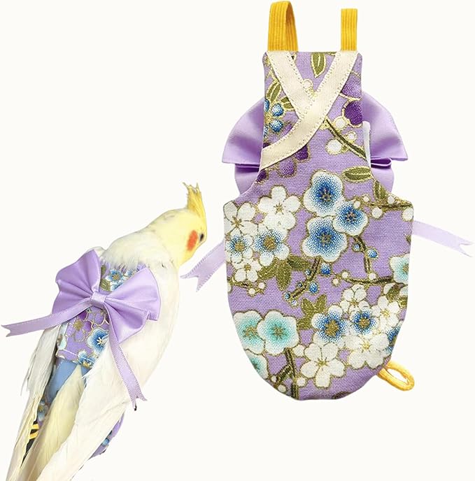Bird Flight Suits Diapers, Parrot Flight Suits Diapers for Quaker Parakeets Cockatiels Conures Macaw African Grey, Bird Diaper, Parrot Clothes (Purple A,Macaw)