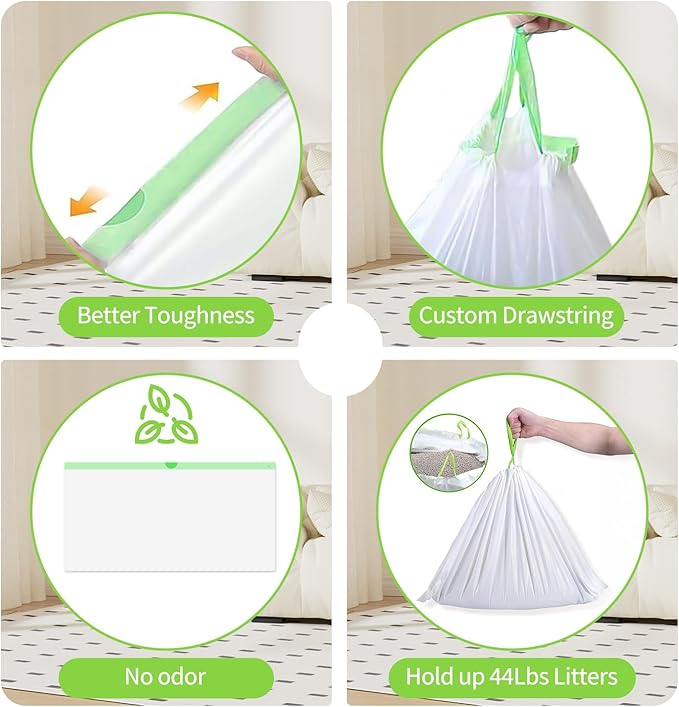 34 Count Jumbo Cat litter Box Liners, 36" x 19" Easy Clean Up Thick Large Kitty Litter Liner XL, Extra Large Heavy Duty Litter Pan Liner Bags with Drawstring for Pet Cat Litter Tray