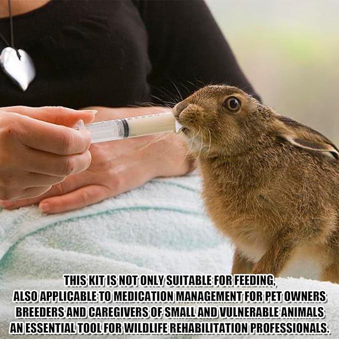 Pet Feeding Syringe with Nipple, Silicone Feeding Tools for Kitten Puppy Feeding Syringe for Newborn Cat Dog Small Animals Rabbits (10ml+12ml)