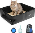 Luxtude Portable Litter Box for Cats, Collapsible Travel Litter Box for Cats in Car, No Smell, Waterproof and Easy Clean, No Leakage for Car, Hotel (Black, Large)