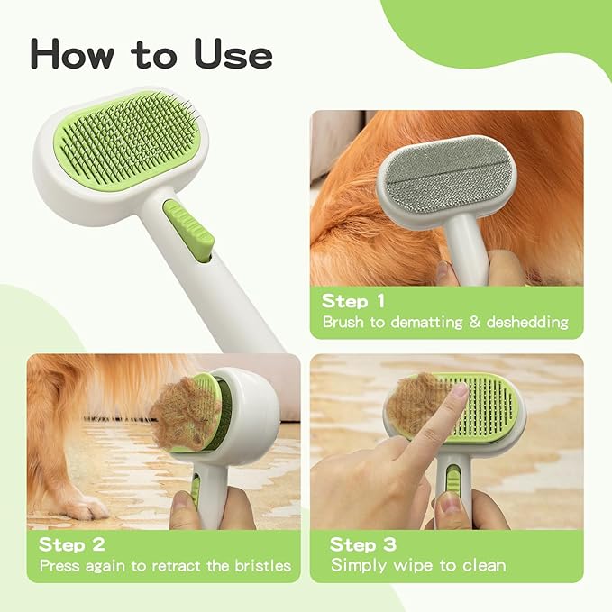 Double Sided Pet Grooming Brush for Dogs and Cats - Gentle Deshedding Tool for Long/Short Hair, Massage & Hair Removal - Indoor Grooming, Outdoor Use & Travel Friendly