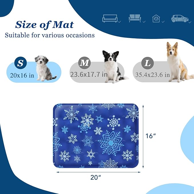 Cooling Mat for Dogs - 2025 Upgrade 20x16 Inch Pet Cool Mats for Cats/Dogs, Washable Non-Slip Cooling Pet Mat for Summer