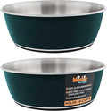 Master Pet Supply Stainless Steel Dog Bowls Set of 2 (128 Oz Each) with Non-Slip Rubber Base - Emerald Sea - Basic Dog Food Bowl Water & Food Bowls for Small Medium Large Dogs & Cats, Metal Dish