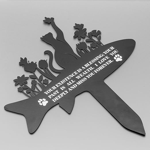 Pet Grave Markers Cat,Metal Cat Memorial Garden Markers Decorations for Cemetery,Pets Waterproof Grave Stakes Plaque Pet Headstone Garden Memorial Graves(13.3 x 11.34 in)