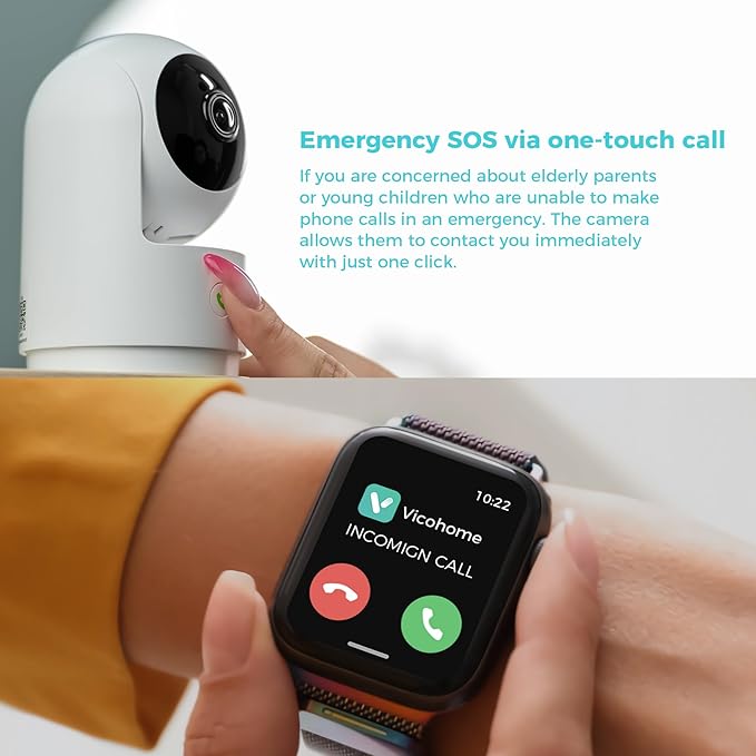 Vicohome 2K Indoor Camera, Plug-in, AI Tracking, Home Security, Pet/Baby Monitor, 360° View Pan/Tilt, Two Way Audio, Night Vision, Easy to Setup, Wi-Fi, Audible Alarm, 180 Days Exchange Policy