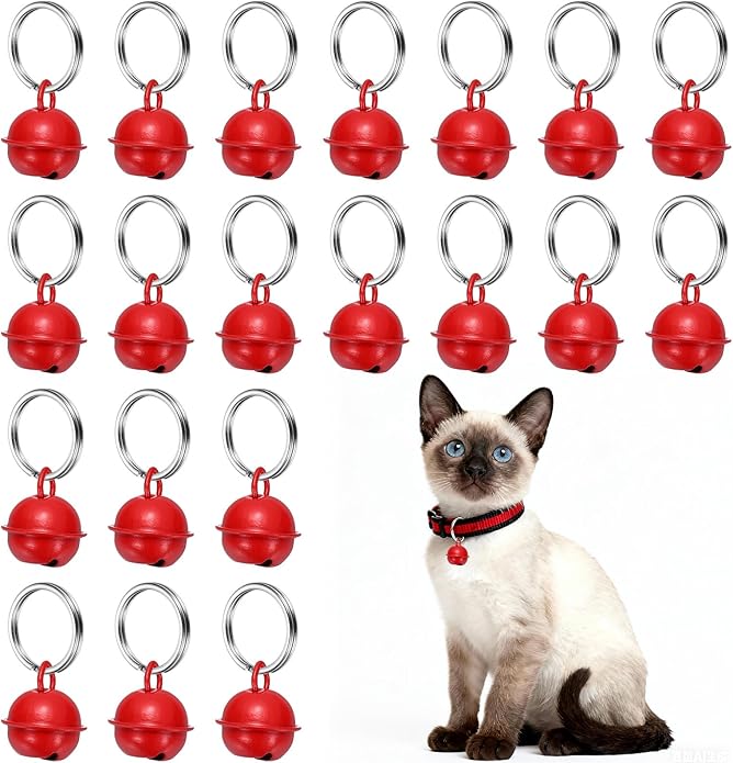 Cat Bells, Small Pet Copper Bells Collars Charm with Key Rings Loud Crisp Sound Anti-Lost Pendant Accessories