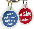 GoTags Funny Dog and Cat Tags Personalized with 4 Lines of Custom Engraved Text, Dog and Cat Collar ID Tags Come with Glow in The Dark Silencer to Protect Tag and Engraving, (Oh Shoot)