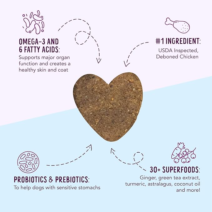 Health Extension Heart-Shaped Crunchy Biscuits, 12oz (340g) – Chicken Flavor, GMO-Free Dog Training Treats for Small Breeds, Added Vitamins & Minerals
