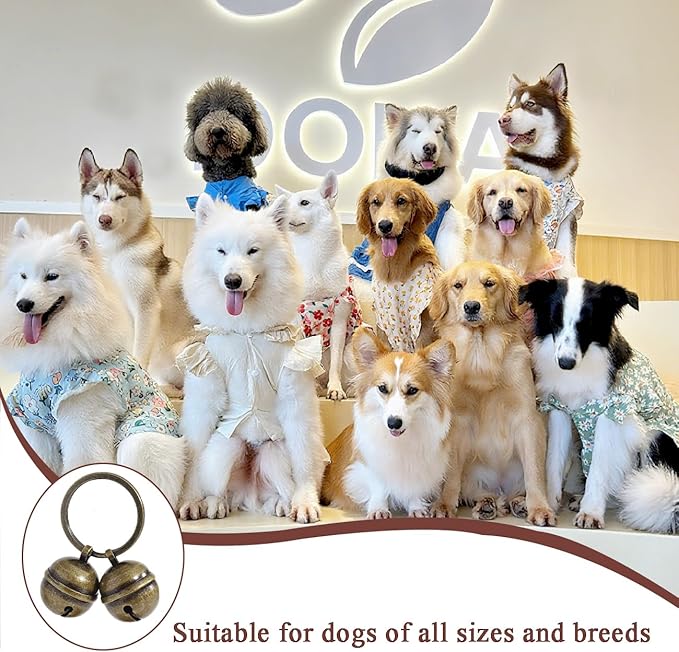 Copper Dog Bells for Collars with Quick-Release Clasp - Audible Safety Trackers for Medium to Large Dogs, Outdoor Collar Accessories(Bronze)