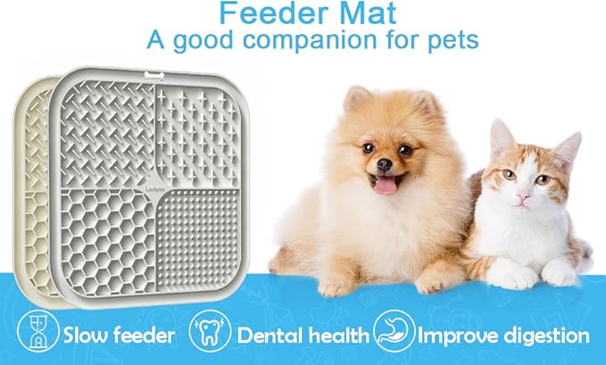 Lesipee Licking Mat for Dogs & Cats 2 Pack, Slow Feeder Lick Pat, Dishwasher Safe, Anxiety Relief Dog Toys Feeding Mat for Butter Yogurt Peanut, Pets Supplies Bathing Grooming Training Calming Mat