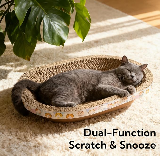 3 Pack Large Cat Scratcher Cardboard, Oval Cat Scratcher Bed Cat Scratch Pad Board Lounge Couch for Indoor Cats Bowl Shaped Cat Scratching Post Nest for Cats Grinding Claw Furniture Protector