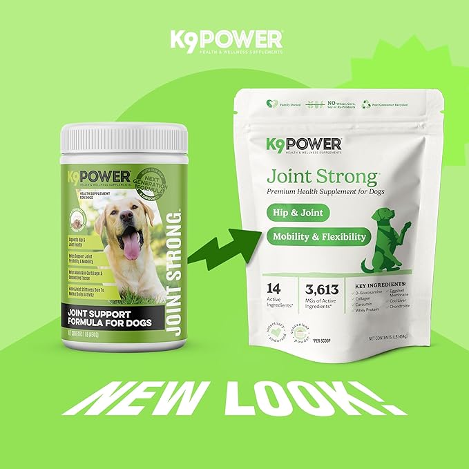 K9Power Joint Strong – Dog Joint Supplement for Mobility, Pain & Inflammation Relief – Glucosamine, Chondroitin, Collagen, Curcumin, Omega 3s, CMO, Green Tea – Ideal for Arthritis & Joint Protection