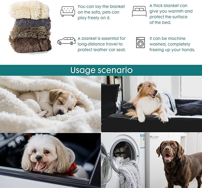 gogobunny Waterproof Dog Blanket for Couch & Furniture Protection - Super Soft Reversible Throw for Large Dogs & Cats, Calming Washable Fur & Sherpa Pet Blanket (25x35 Inch, Stone)