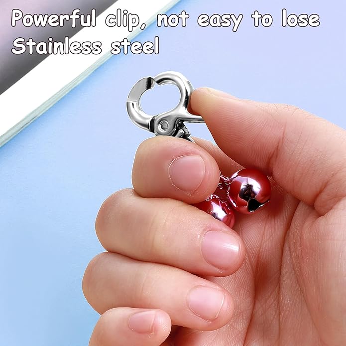 4PCS Bells for Dog Collars Cat Bells for Collar Loud Stainless Steel Dog Bell for Collar Accessories Training Collars Charm with Heavy Duty Snap Clips Christmas Gift (Silver & Purple)