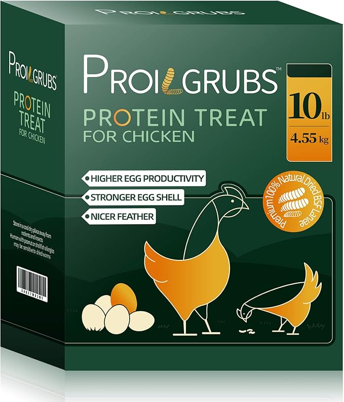 PROILGRUBS 10 LBS - Non-GMO-Worms for Chickens All Natural Dried Black Soldier Fly Larvae Treats, High Protein Worms for Chickens, Hens, Birds.