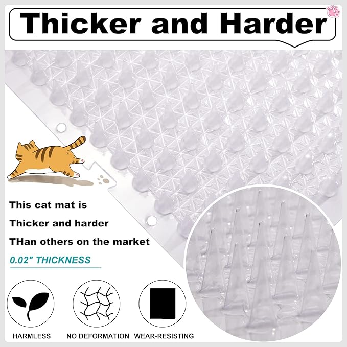 Nuanchu 20 Pcs Cat Repellent Outdoor Indoor Mat, 16 x 13 Inch Clear Plastic Spiked Cat Deterrent Mat for Furniture, Plants, Couch Protectors