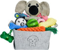 20Pcs Puppy Chew Toys for Teething, Dog Chew Toys with Rope Toys, Pet Dog Toothbrush, Treat Balls, Plush Toys and Squeaky Toy for Small Medium Dogs with Basket