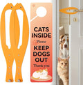 TGIOW Cat Door Latch, 2 Pcs Cat Door Stopper Pet Door Latch to Keep Dog Out of Litter Box and Food, Door Prop for Cat with 5 Adjustable Size Strap 2.5-6" Wide, No Measuring, Easy to Install, Yellow