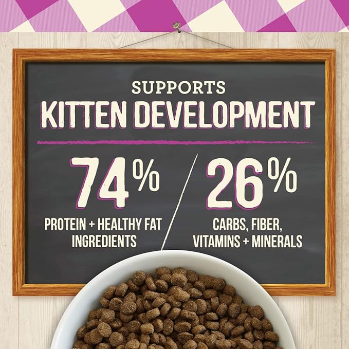 Merrick Purrfect Bistro Premium Grain Free Natural Dry Cat Food For Young Cats, Healthy Kitten Food Recipe - 4 lb. Bag