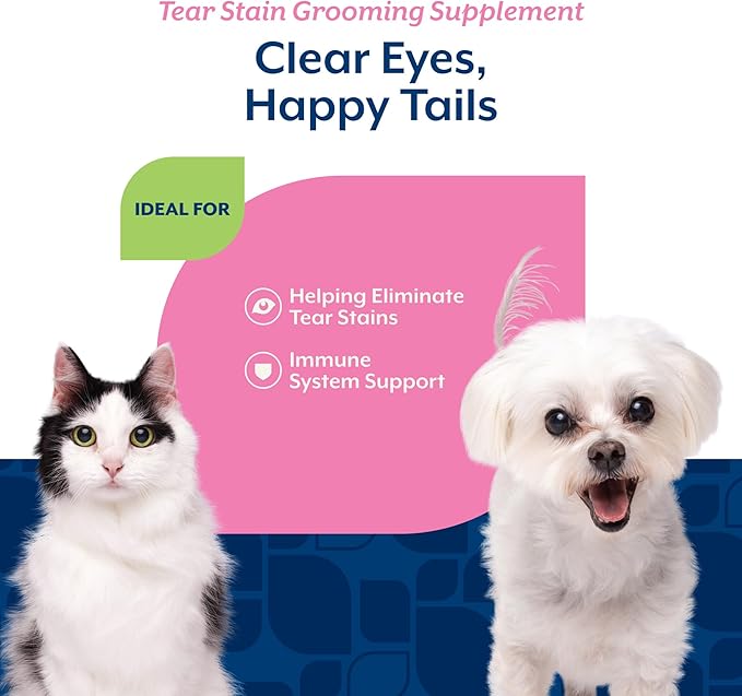NaturVet – Tear Stain Plus Lutein – Eliminates Unsightly Tear Stains – Enhanced with Cranberry Extract, Marshmallow Root & Oregon Grape Root – for Dogs & Cats – 70 Soft Chews