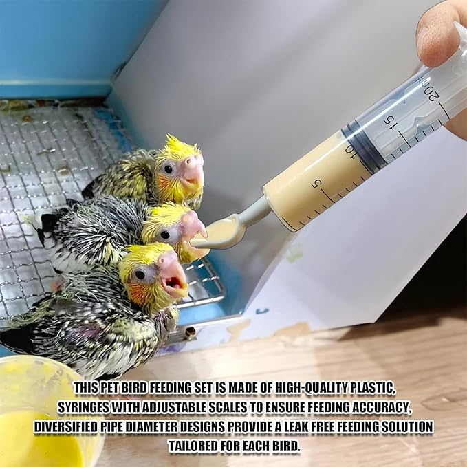 Baby Bird Feeding Syringe Set, Small Pet Parrot Feeding Tubes for Birds, Hand Feeding Tubes Kit Parrot Feeder Food Feeding & Watering Supplies for Small Pet Baby Birds (20ML+50ML)