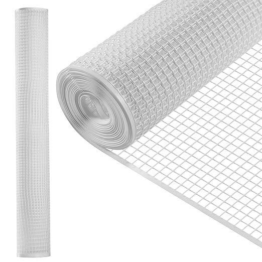 ZEBRO Plastic Hardware Mesh Screen & Fence Roll (2' x 15' White) - Plastic Indoor or Outdoor Balcony, Patio & Porch Netting - Safety Barrier Plastic Fence to Protect Pets & Kids Around The Home