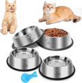 Stainless Steel Cat Bowl, 4 Pack Metal Dog Bowls for Food and Water, Non-Slip Pet Feeding Dish Bowl with Rubber Base for Cats Puppy Small Medium Dogs