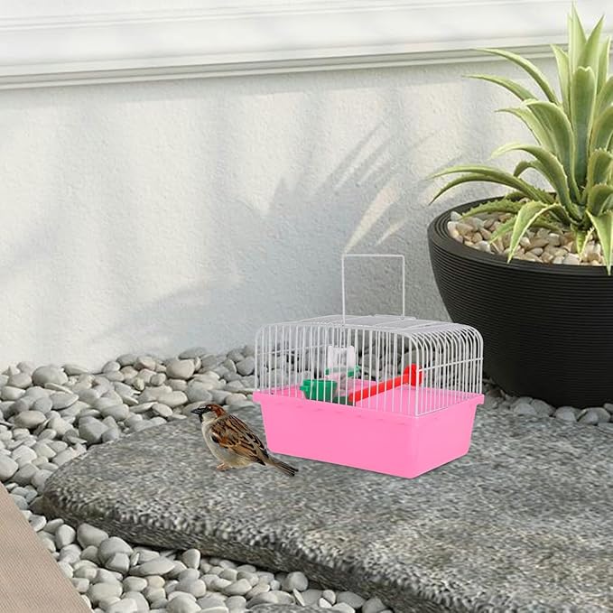 Toddmomy Portable Bird Travel Cage for Small Birds Parrots Lovebirds with Perch Food Box Water Dispenser 9.29X6.57X9.29 Inches