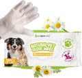 Pet Deodorizing Glove Wipes for Dogs & Cats | Nourish & Clean Fur & Skin | Coconut Oil & Chamomile Rinse-Free Wipes | Bathing Glove Wipes for Daily Care | Natural, Hypoallergenic (18 Pack)