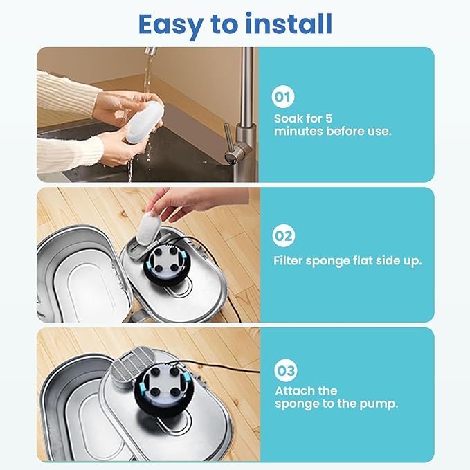 Official Cat Water Fountain Replacement Filters - 16 Pack Cat Fountain Filter for 3.2L/108oz & 4L/135oz Pet Water Fountain, Three-Layer Filtration Replacement Filters(8+8 Pack), 4 Month Set
