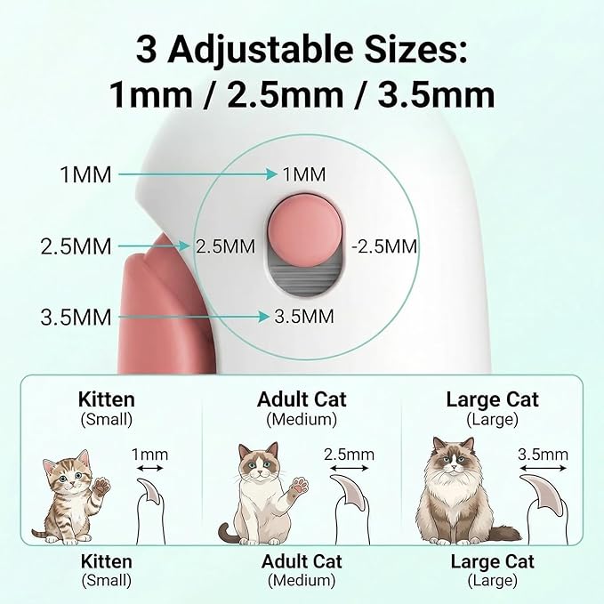 Wanheart Pink Cat Nail Clippers with Safety Guard & Nail Catcher, No Mess Cat Nail Trimmer for Cats & Kittens, Safe Pet Nail Clipper Anti-Splatter Collector, Cute Grooming Tool (Pink)