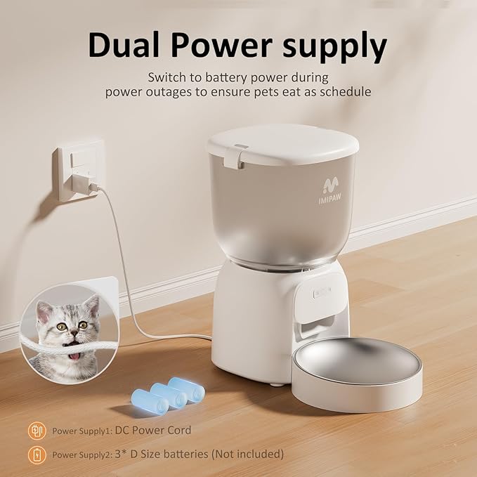 Automatic Cat Feeder WiFi: 5G Smart Auto Pet Feeder with App Remote Control- Timed Feeding Cat Food Dispenser with Airtight Lock-Fresh- Easy to Clean& Dual Power Supply with Stainless Bowl