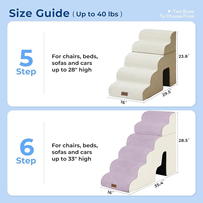 Dog Ramp for Large Dogs - 24" H 5 Steps Pet Stairs for High Bed with Tunnel 2 in 1 with Zippers Suitable, Indoor Cat Ladders with Non-Slip Bottom, Beige
