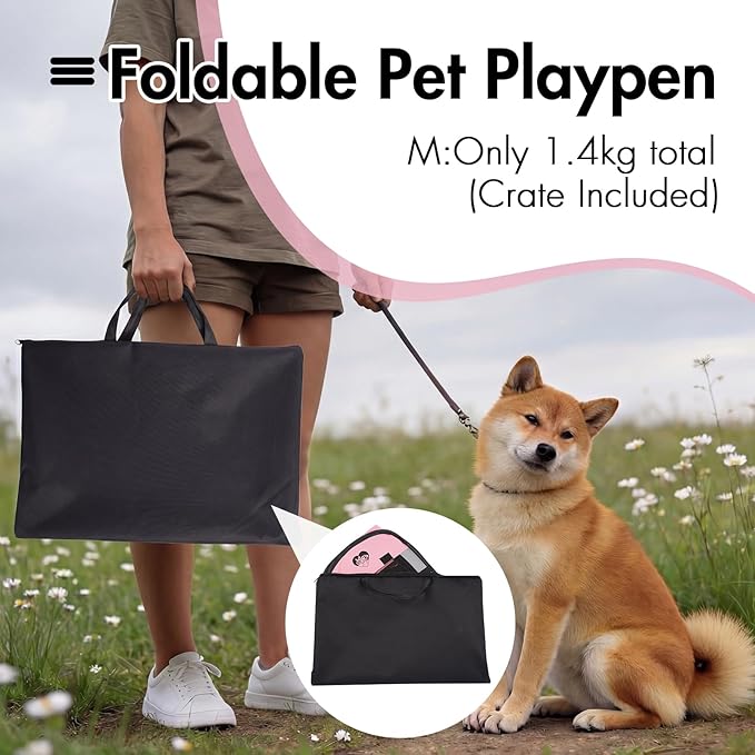 Dog Cat Playpen, Portable Foldable Dog Playpen Outdoor/Indoor Tent Crate Cage with Zipper Top Cover Door for Small Pet, Enclosed Dog Kennel for Kitten/Rabbit/Puppy