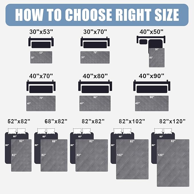 Smiry Waterproof Dog Bed Cover Blanket 40x70, Soft Reversible Pet Blanket, Washable Leakproof Cats Dogs Couch Cover for Sofa, Couch, Furniture, Grey/Dark Grey
