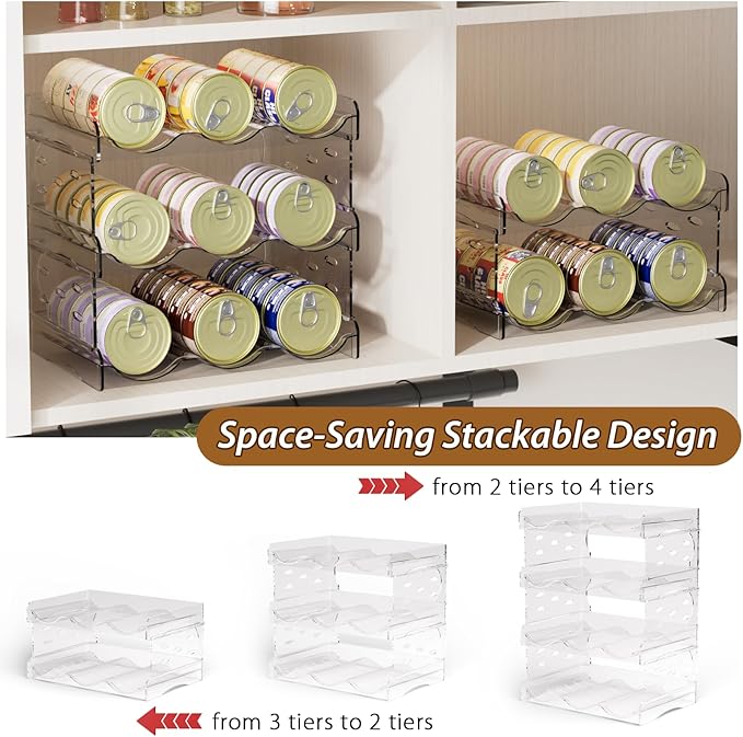 Cat Food Can Organizer, 3-Tier Cat Food Organizer, Transparent Can Organizer for Pantry, Canned Food Organizer Holds 45 (3oz) Cans, Pantry can Organizer