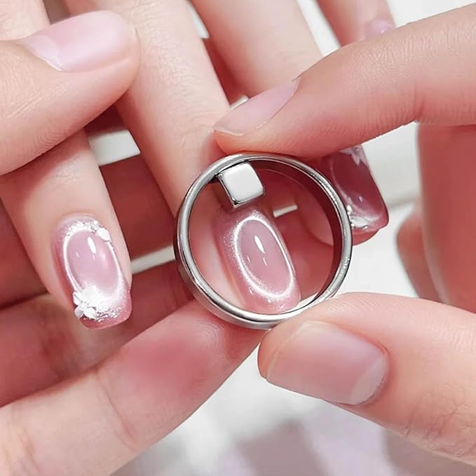 Ring-Shaped Cat-Eye Magnets, Magnet for Cat Eye Gel Polish, 𝐂at 𝐄ye Nail 𝐌agnet, Ring 𝐂at 𝐄ye Nail 𝐌agnet Tool, Y & 𝐑ing Strong 𝐌𝐚𝐠𝐧𝐞𝐭 𝐍ail Tool (2 set)