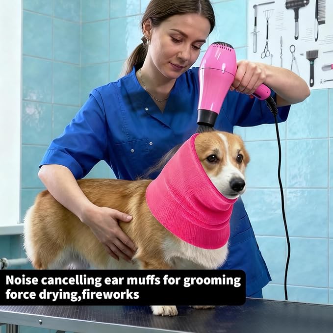 3Pack Dog Calming Hoodie for Small to Large Dogs High Elastic Pet Anxiety Relief Ear Wrap Cat Calming Collar Noise Reduce Protection for Fireworks,Thunder,Force Drying(Small+Medium+Large) (Pink)