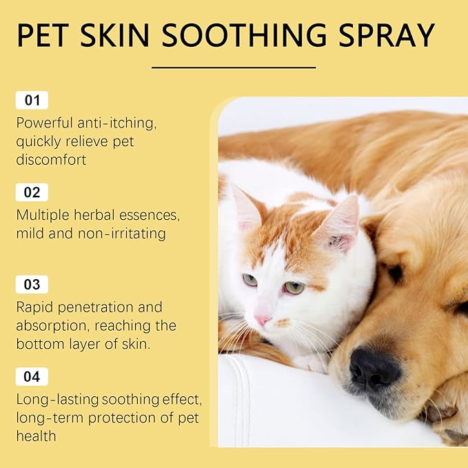 2Pcs Pet Skin Treatment Spray for Dogs & Cats, Reduces Scratching, Cat Itchy Skin Treatment