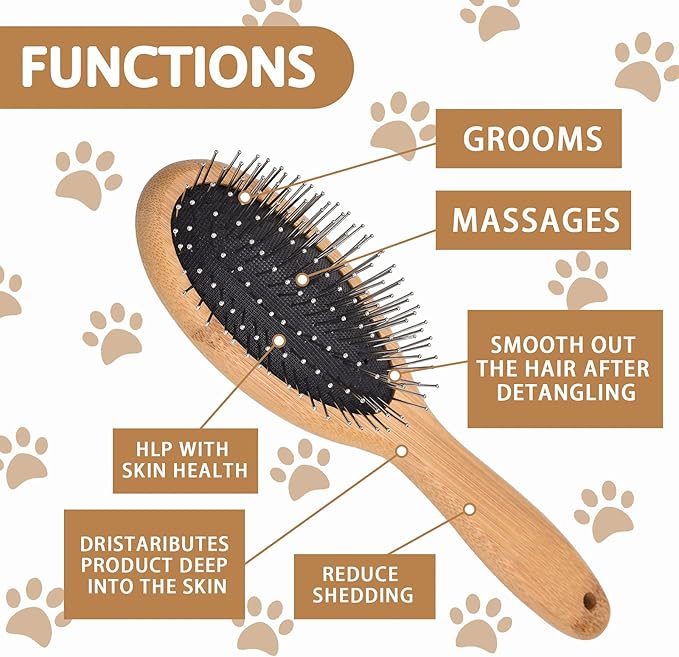 KylePet Dog Cat Brush, Pet Brushes for Dogs Pet Slicker Brush with Bamboo Handle for Dogs and Cats Long Hair Pets Grooming Comb for Removing Shedding