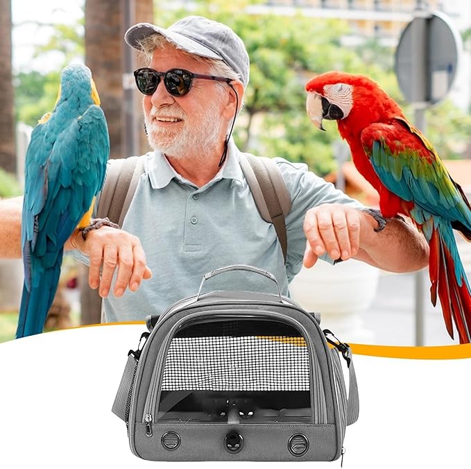 Bird Carrier Bag - Portable Parrot Travel Bag, Bird Travel Carrier, Zippered Multipurpose | Portable Sparrow Case with Shoulder Strap, Parrot Transport Cage for Walking, Sunbathing