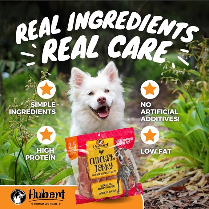 Hubert Pet Gourmet Duck Jerky Dog Treats, High Protein & Low Fat, Healthy & Natural, No Additives, 1 lb Bag